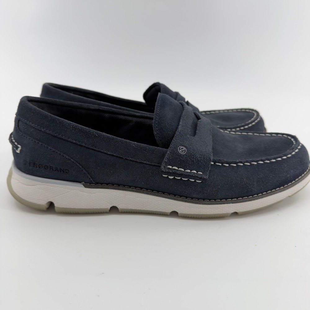 Cole Haan ZeroGrand Penny Loafer Navy Blue Suede Mens 10M Slip On Shoes